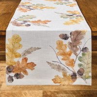 15" x 72" Fall Oak Leaves Fall & Thanksgiving Table Runner