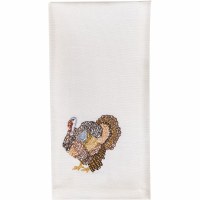 20" Sq Embroidered Turkey Cloth Fall & Thanksgiving Napkin