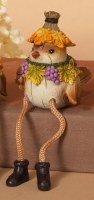 3" Polyresin Bird Wearing a Grape Necklace Shelf Sitter