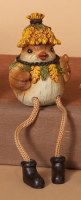 3" Polyresin Bird Wearing a Wheat Necklace Shelf Sitter
