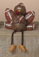5" Brown Polyresin Turkey Holding a Football With Both Wings Shelf Sitter