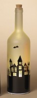 14" LED White Halloween Houses Bottle
