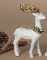 5" Distressed White and Gold Standing Reindeer Ornament