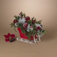 20" Red Sleigh Centerpiece