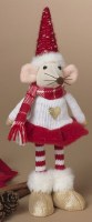 12" Red and White Girl Mouse Statue