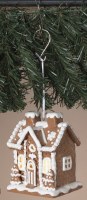 5" LED Two Tree Door Gingerbread House Ornament