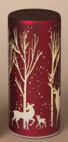 8" LED Red Reindeer in the Forest Design Cylinder