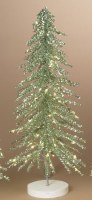 20" Green White Tinsel Tree