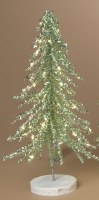 16" Green White Tinsel Tree