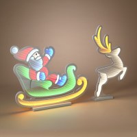 Set of Two LED Santa and Reindeer Infinity Light