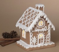 8" LED Arched Door Gingerbread House Figurine