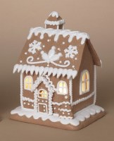 8" LED Triangle Door Gingerbread House Figurine