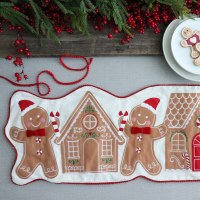 14" x 57" Red and Brown Gingerbread Table Runner