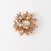4.5" Opening Faux Berries and Leaves With Ornaments Candle Ring