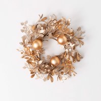 6.5" Opening Faux Berries and Leaves With Ornaments Candle Ring