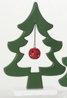 13" Green Christmas Tree Outline With a Red Bell Statue