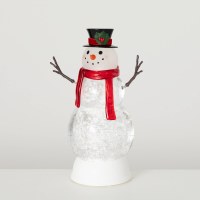 12" LED Clear Shimmering Snowman Water Globe