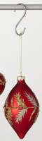 6" Red and Gold Glass Diamond Shape Ornament