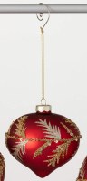 4" Red and Gold Glass Onion Shaped Ornament