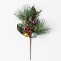 20" Faux Pine With Multicolor Ball Ornaments Spray