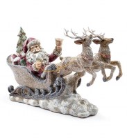7" White and Green Polyresin Santa With Forest Animals Figurine