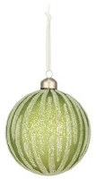 4" Green Stripe Glass Ball Shaped Ornament