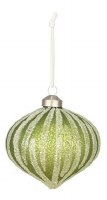 4" Green Stripe Glass Onion Shaped Ornament