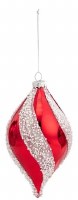 6" Red and White Glass Stripe Diamond Shaped Ornament