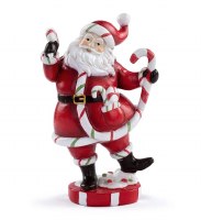 8" Polyresin Red Santa Holding a Candy Cane Figurine
