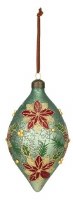 6" Glass Poinsettia Desgin Diamond Shaped Ornament