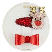 Reindeer and Bow Hair Clip Set by Mud Pie
