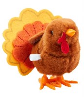 4" Full Feather Wind Up Felt Turkey Figurine by Mud Pie