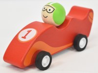 3" Red Wood Pull Back Race Car by Mud Pie