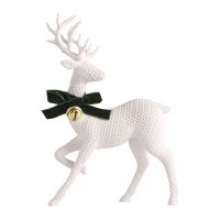 10" White Polyresin Faux Woven Wicker Reindeer Statue by Mud Pie