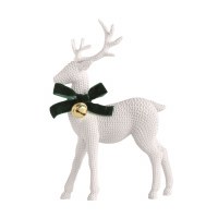 9" White Polyresin Faux Woven Wicker Reindeer Statue by Mud Pie