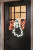22" x 21" LED Faux Neon Spooky Halloween Plaque by Mud Pie