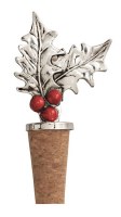 3" Distressed Silver Holly Branch Bottle Stopper by Mud Pie