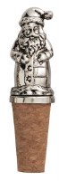 3" Distressed Silver Santa Bottle Stopper by Mud Pie