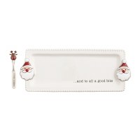 6" x 14" Ceramic Santa Head Handles Tray With a Spreader by Mud Pie