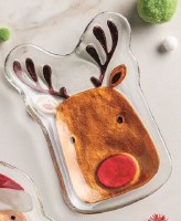 5" x 4" Glass Reindeer Head Plate by Mud Pie