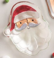 5" x 4" Glass Santa Head Plate by Mud Pie