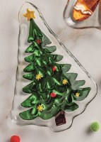 5" x 4" Glass Christmas Tree Plate by Mud Pie