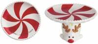 6" Round LED Reindeer Head Ceramic Pedestal Dish by Mud Pie