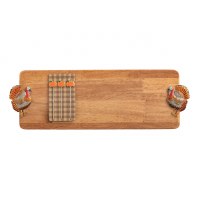 6" x 16" Wood Turkey Serving Board With Pumpkin Picks by Mud Pie