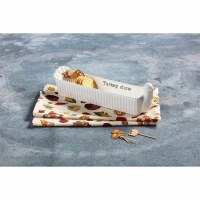 3" x 12" "Turkey Chow" Cracker Tray With Picks and a Kitchen Towel by Mud Pie