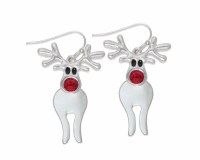 Silver Toned Reindeer Dancing Christmas Earrings