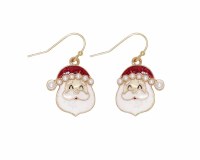 Gold Toned Santa Face Christmas Earrings