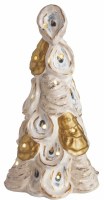 10" LED Distressed Whitte and Gold Oyster Shell Tree Figurine by Mud Pie
