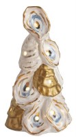 6" LED Distressed Whitte and Gold Oyster Shell Tree Figurine by Mud Pie