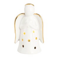 2" LED White and Gold Ceramic Angel Decorative Dish Sitter by Mud Pie